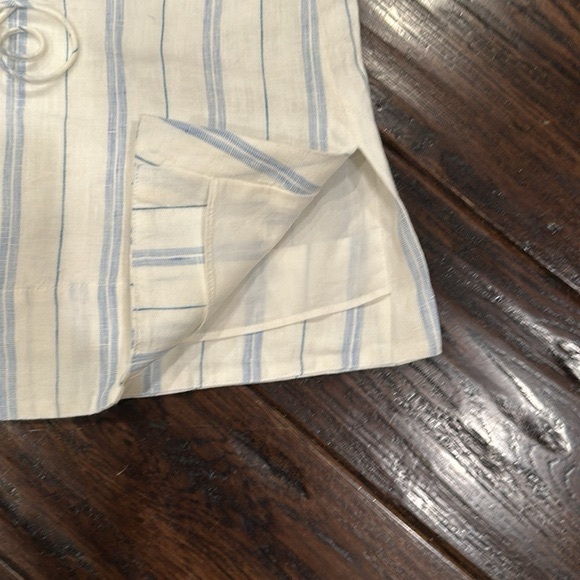BRAND NEW Banana Republic Cream Tank Top European Flax Linen Striped Design - Picture 2 of 5